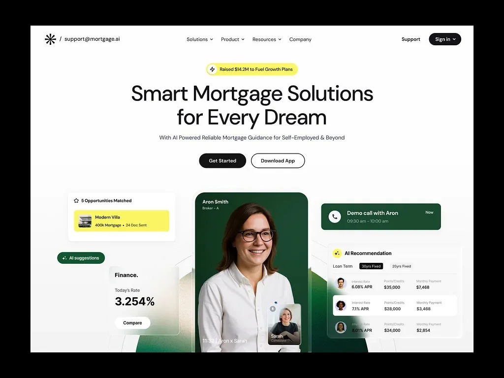AI SaaS mortgage platform UI design — DartSyn