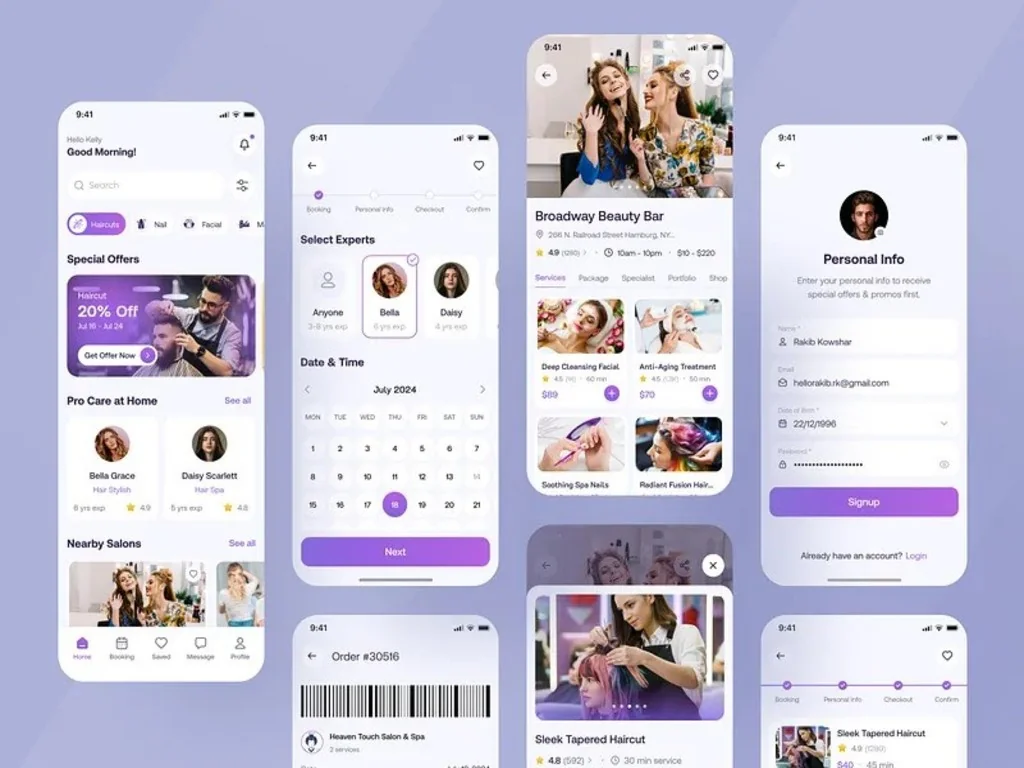 Beauty salon booking app full UI/UX design — DartSyn