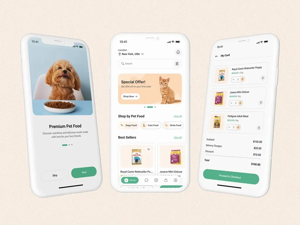 Pet care mobile app UI design — DartSyn