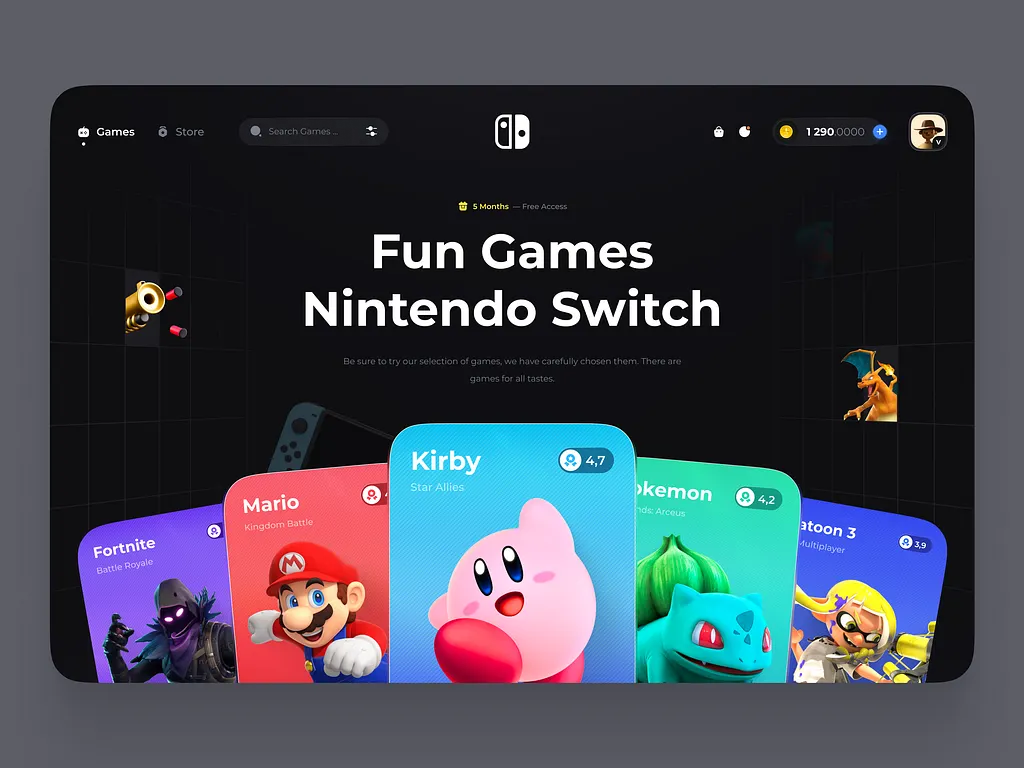 Nintendo Switch game UI — DartSyn
