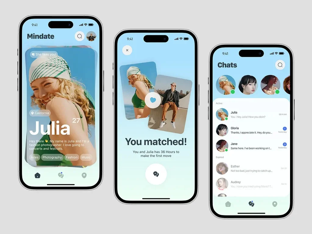 Dating app UI design — DartSyn mobile product design